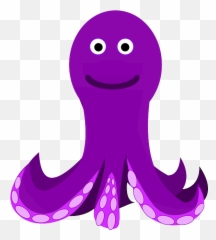 Octopus Purple Happy - Clipart Emoji