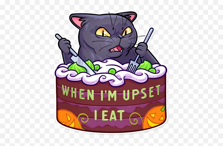 Spooky Cat - Stickers For Whatsapp Cake Decorating Supply Emoji,Cat Emoji Cake