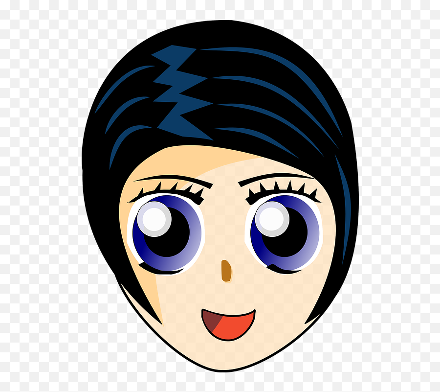 Free Blue Eyes Eyes Vectors - Person With Black Hair And Blue Eyes Cartoon Emoji,Bowing Emoticon