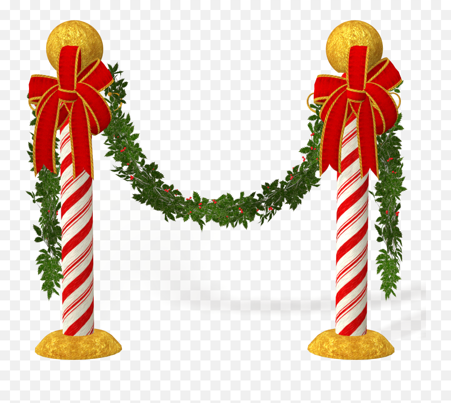 Candycane Poles With Mistletoe Christmas Decorations Image - Candy Cane Pole Decoration Emoji,Candy Cane Emoji