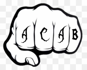 Acab Skinhead Fist Hand Tattoo Black - And White Emoji