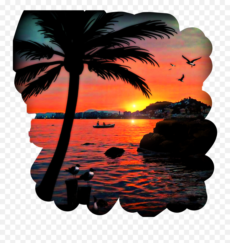 Dusk Night Sunset Beach Ocean Sea - Sunset Emoji,Beach Sunset Emoji