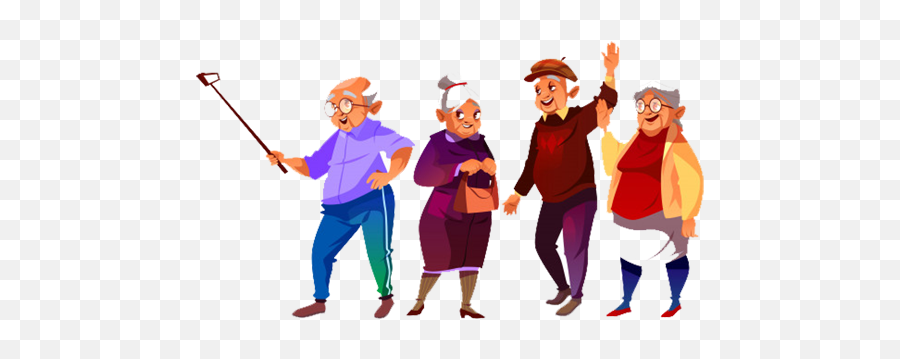 Older People Illustration Clipart - Old Group Of People Cartoon Emoji,Old People Emoji