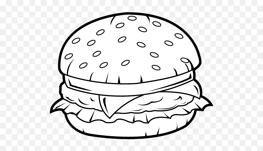 Free Hamburger Black And White Clipart - Burger Black And White Art Emoji,Hamburger Emojis
