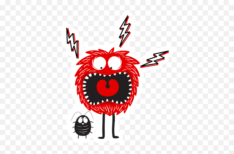 Red Monster Scared By A Bug Sticker - Sticker Mania Dot Emoji,Beetle Emoji