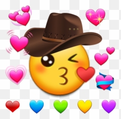 Hearts Emoji Western Hat - Heart,Fedora Emoji