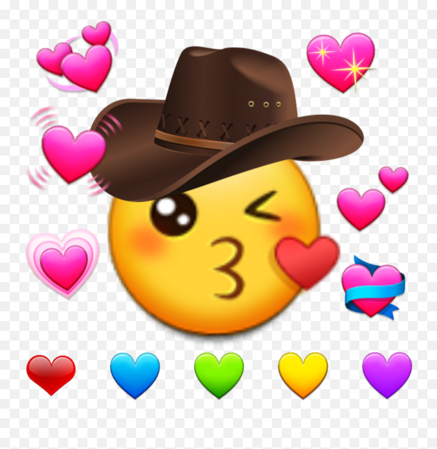 Hearts Emoji Western Hat - Heart,Fedora Emoji