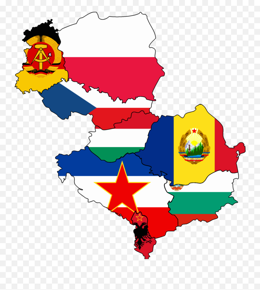 Flag Map Of Eastern Bloc Countries - Flags Of The Eastern Bloc Emoji,Albanian Flag Emoji