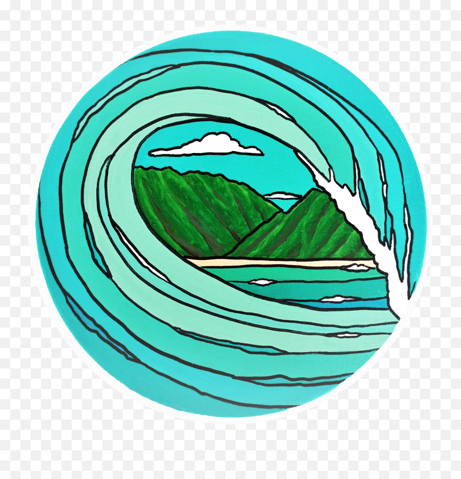 Hawaii Tropical Surf Wave Beautiful Turquoise And - Cartoon Hawaii Surfer Clipart Emoji,Hawaii Emoji