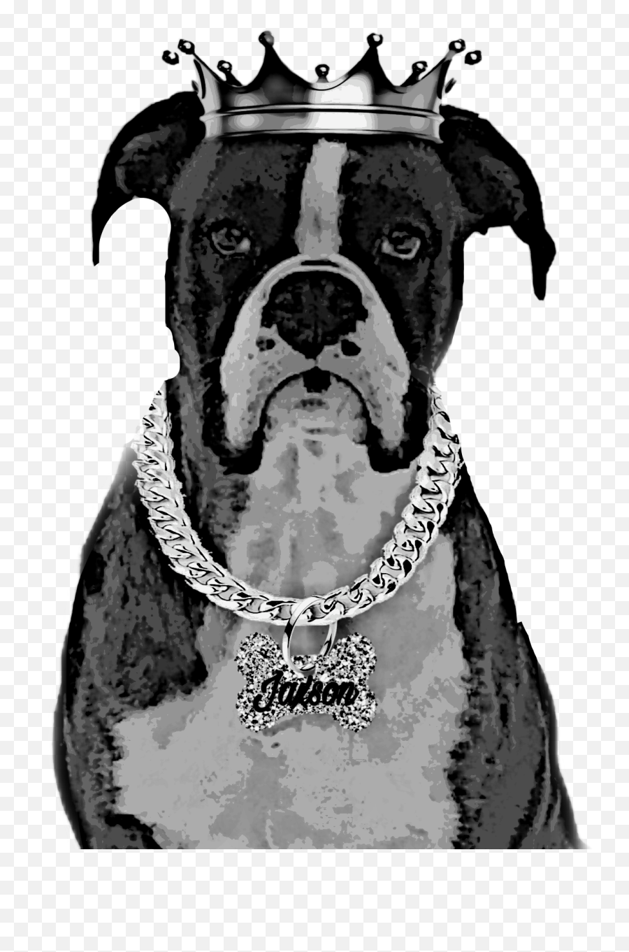 Boxer Boxerdog Dog King Sticker - Martingale Emoji,Boxer Dog Emoji