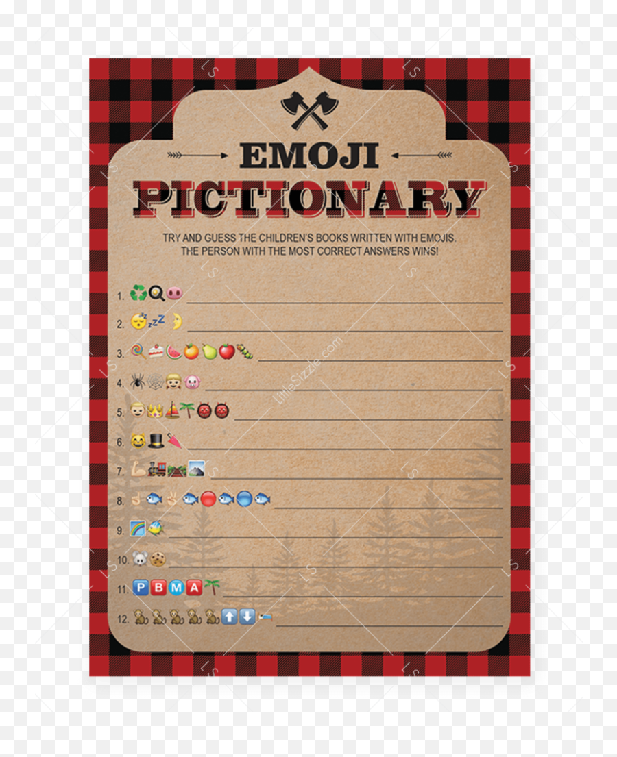 Lumberjack Shower Emoji Pictionary Printable By Littlesizzle - Printable Lumberjack Baby Shower,Shower Emoji
