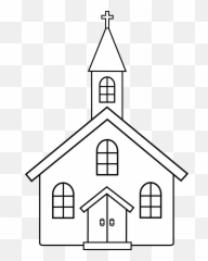 White Background With Black Church - Church Building Clipart Black And White Emoji,Church Emoji
