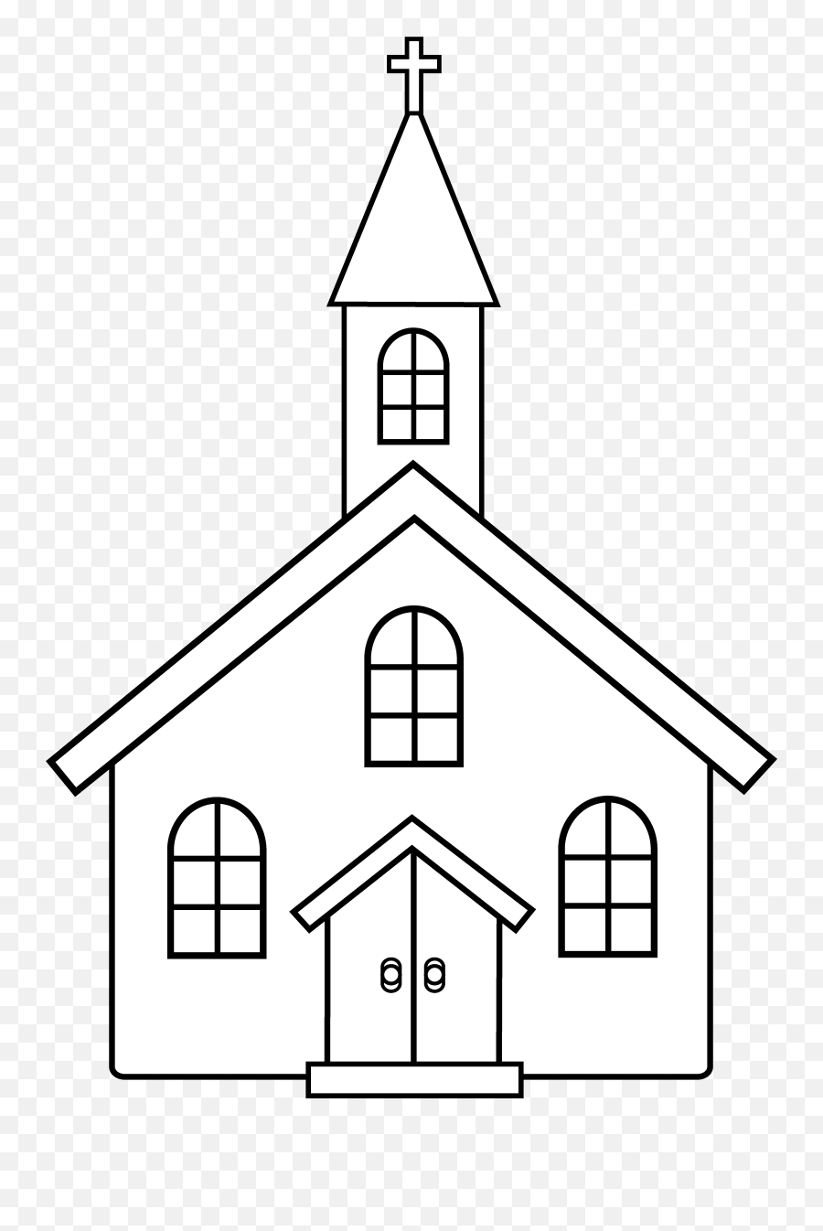 White Background With Black Church - Church Building Clipart Black And White Emoji,Church Emoji