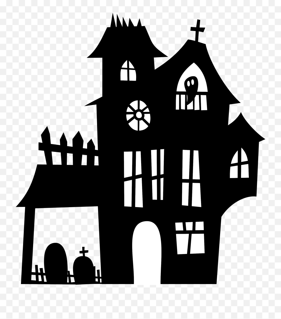 Haunted House Clip Art - Haunted House Silhouette Png Emoji,House And Bride Emoji