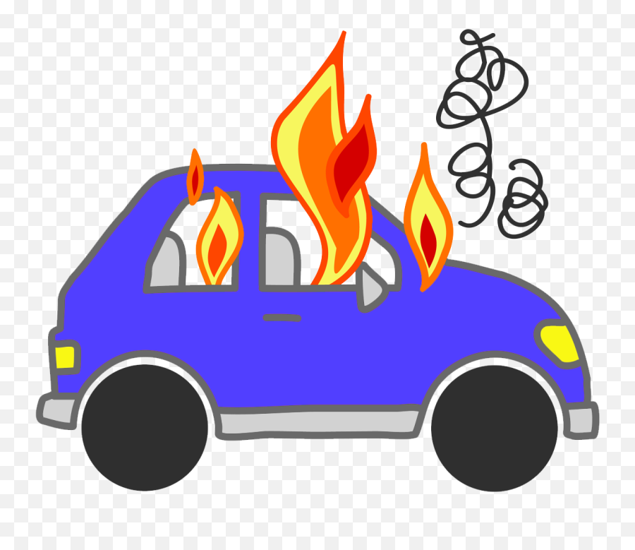 Car On Fire Cartoon - Car On Fire Clip Art Emoji,Tesla Emoji