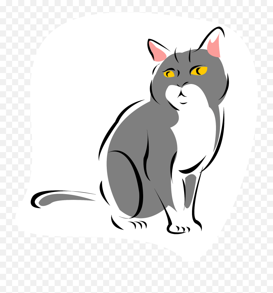 Grey Cat Clipart - Grey And White Cat Cartoon Emoji,Grey Cat Emoji