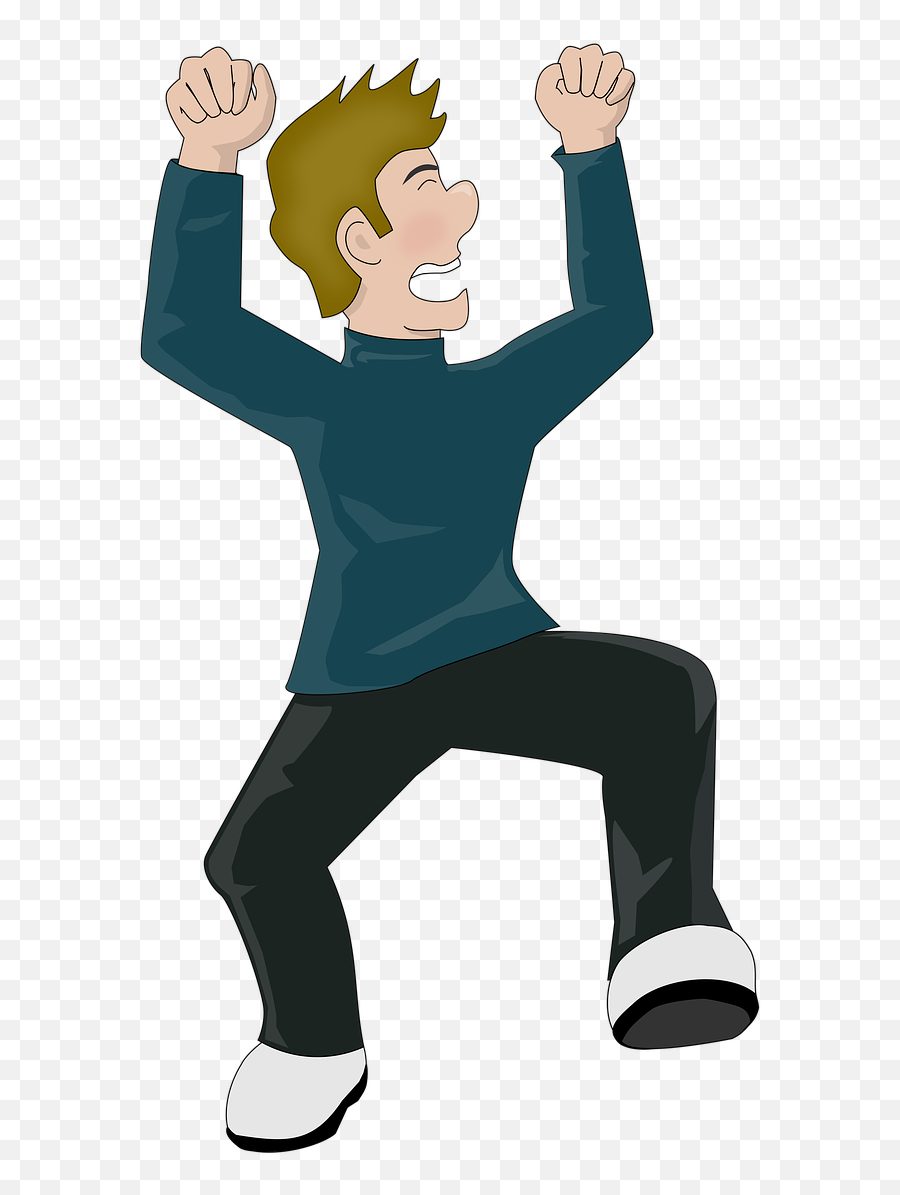 Happy Celebrate Male Man Teenage - Free Image From People Cartoon Happy Png Emoji,Arms Up Emoticon