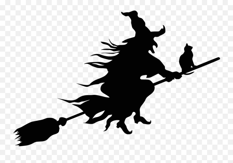Happyhalloween Halloween Witch Broom - Silhouette Witch Flying On Broom Emoji,Witch On Broom Emoji