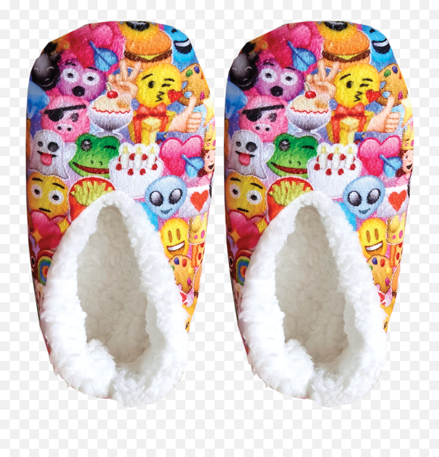 Soft Fleece Slippers With Sherpa Lining And Trim Outside And - Slipper Emoji,Emoji Slippers