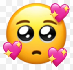 Sad Happy Happy Emoji Sticker By Jenz - Pleading Emoji With Hearts,Happy Emoji