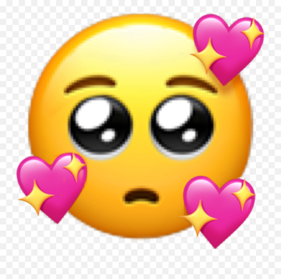 Sad Happy Happy Emoji Sticker By Jenz - Pleading Emoji With Hearts,Happy Emoji