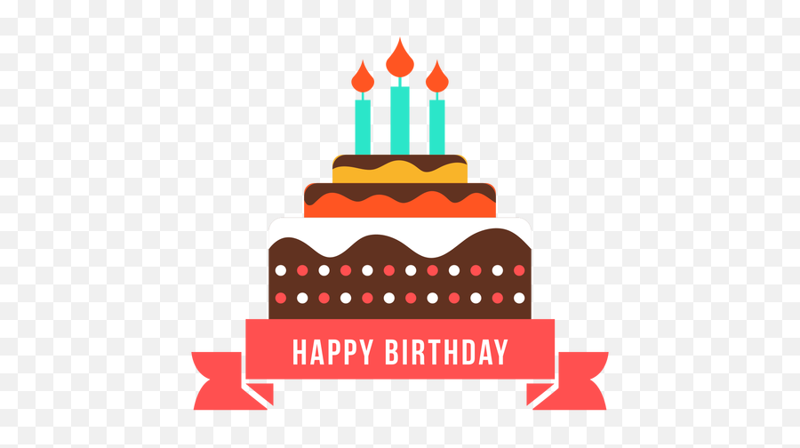 Happy Birthday Ribbon Cake Candle Fire Flat - Icono De Cake Png Emoji,Emoji Birthday Cakes