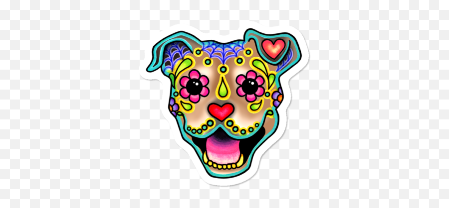 Dbh Collective White Dog Stickers Design By Humans - Dot Emoji,Sugar Skull Emoji