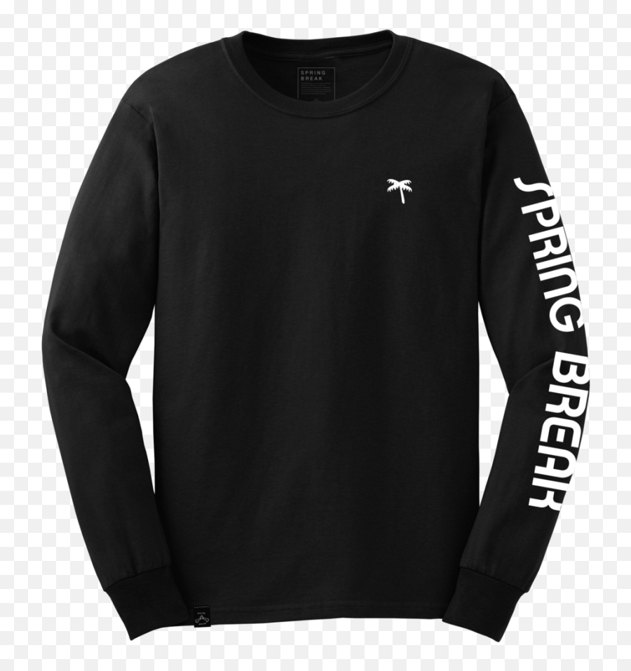 Spring Break Palm Emoji Long Sleeve T - Plain Black Long Sleeve Shirt Gildan,Spring Break Emoji