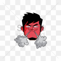 Young Man With Angry Emoticon Vector - Cartoon Emoji