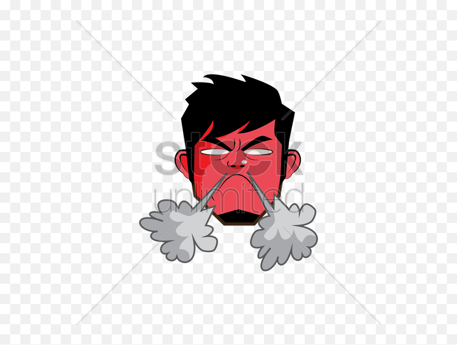 Young Man With Angry Emoticon Vector - Cartoon Emoji,Binoculars Emoticon