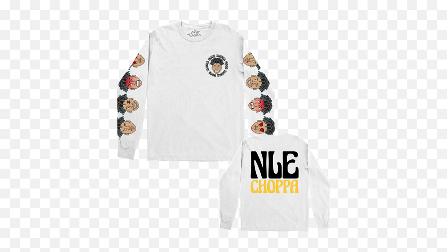 Nle Choppa Official Store - Nle Choppa White Long Sleeve T Shirt Emoji,Virgin Island Flag Emoji