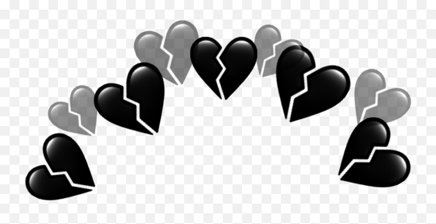 Freetoedit Black Hearts Crown Heart Broken Brokenheart - Black Broken Heart Sticker Emoji,Heart Broken Emoji