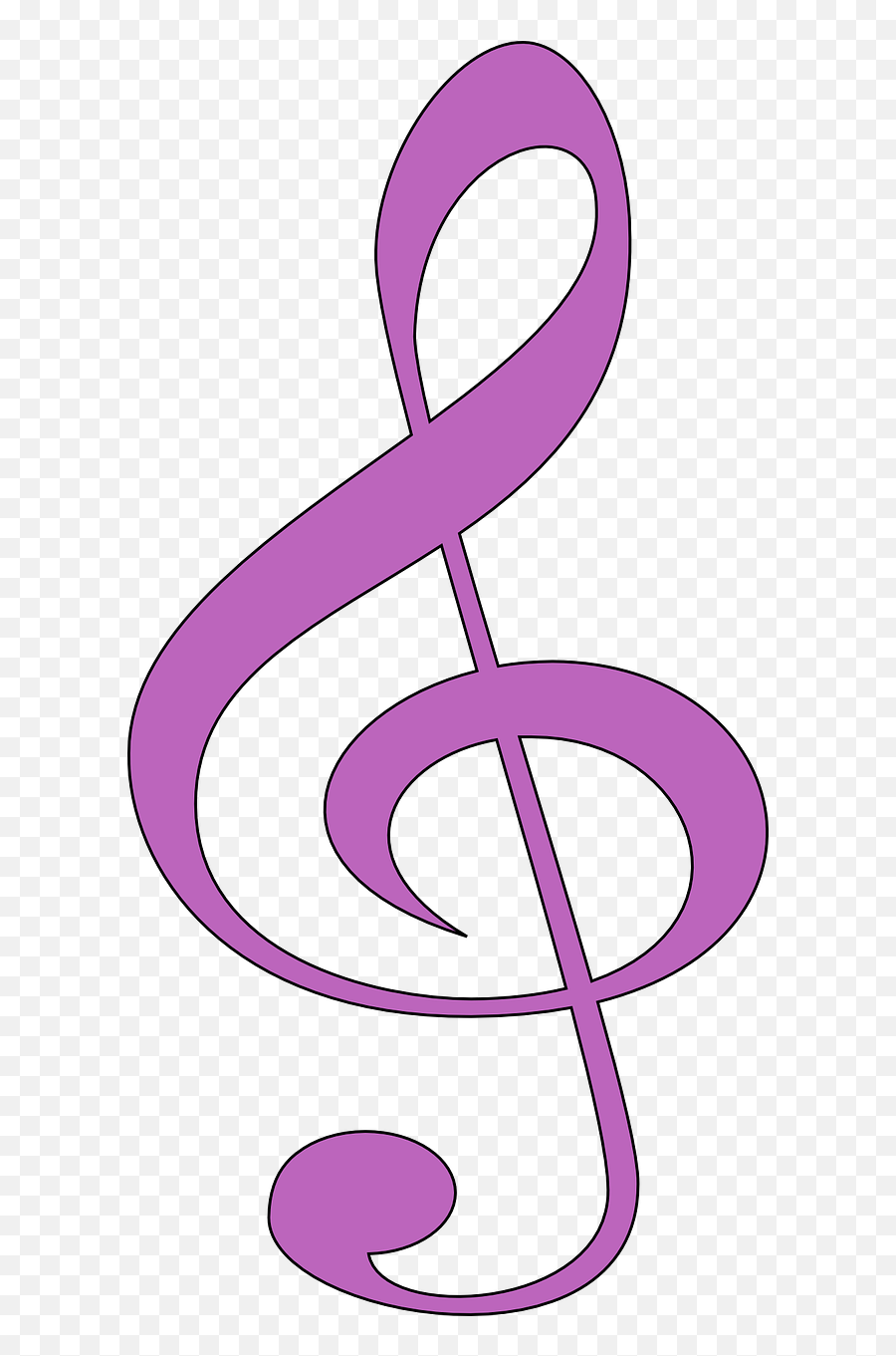 Clef Music Purple Sound Notation - Transparent Background Treble Clef Symbol Emoji,Neon Emoji Keyboard