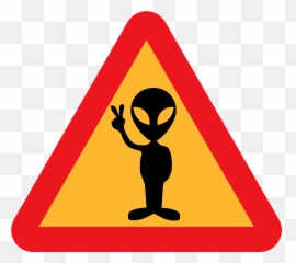 Aliens Warning Road Street Caution - Alien Clipart Black And White Emoji,Strong Emoticon