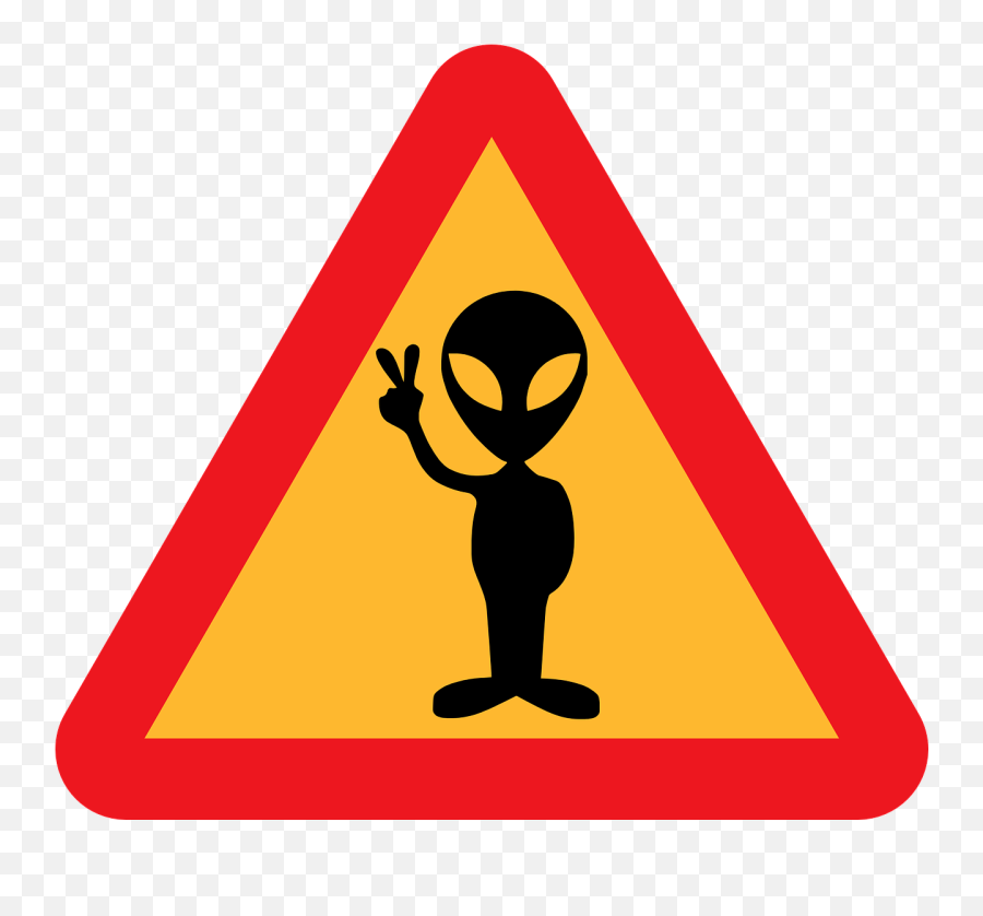 Aliens Warning Road Street Caution - Alien Clipart Black And White Emoji,Strong Emoticon