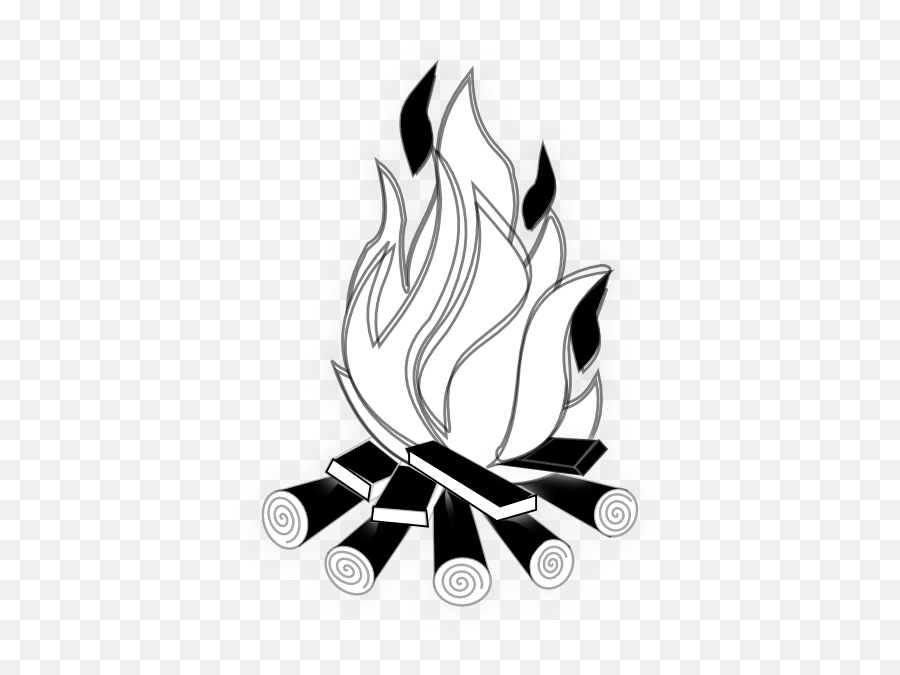 Campfire Camp Fire Black And White Clip - Clip Art Black And White Fire Emoji,Fire Emoji Black And White