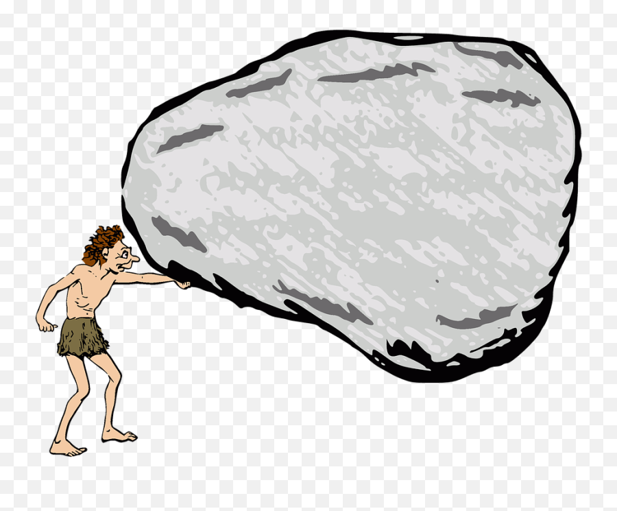Boulder Caveman Rock - Cave Man Under Rock Emoji,Rock Climbing Emoji