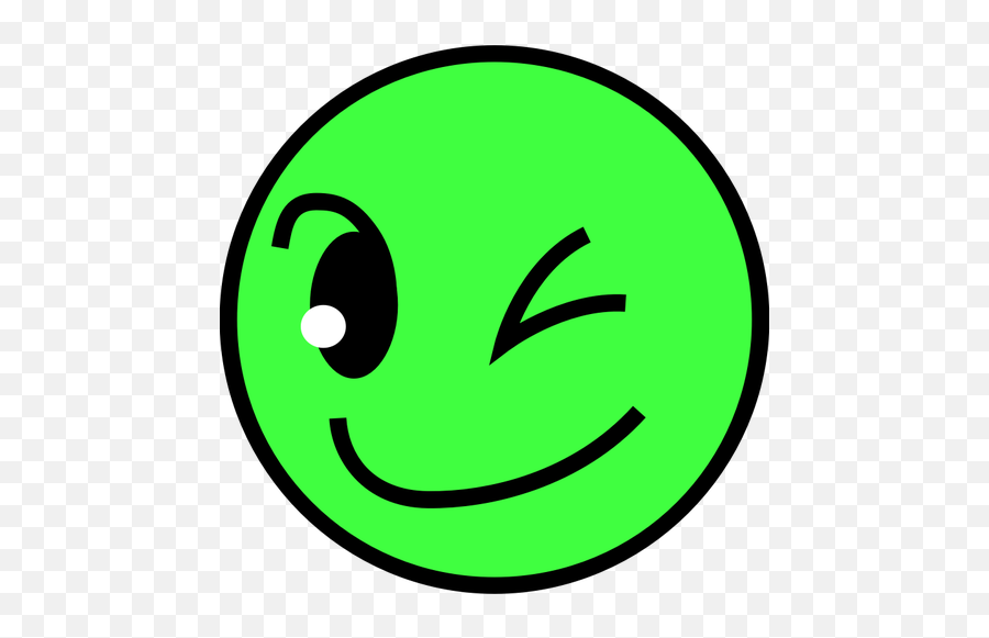 Green Smiling Face Vector Drawing - Circle Clipart With Face Emoji,Smiling Emoji
