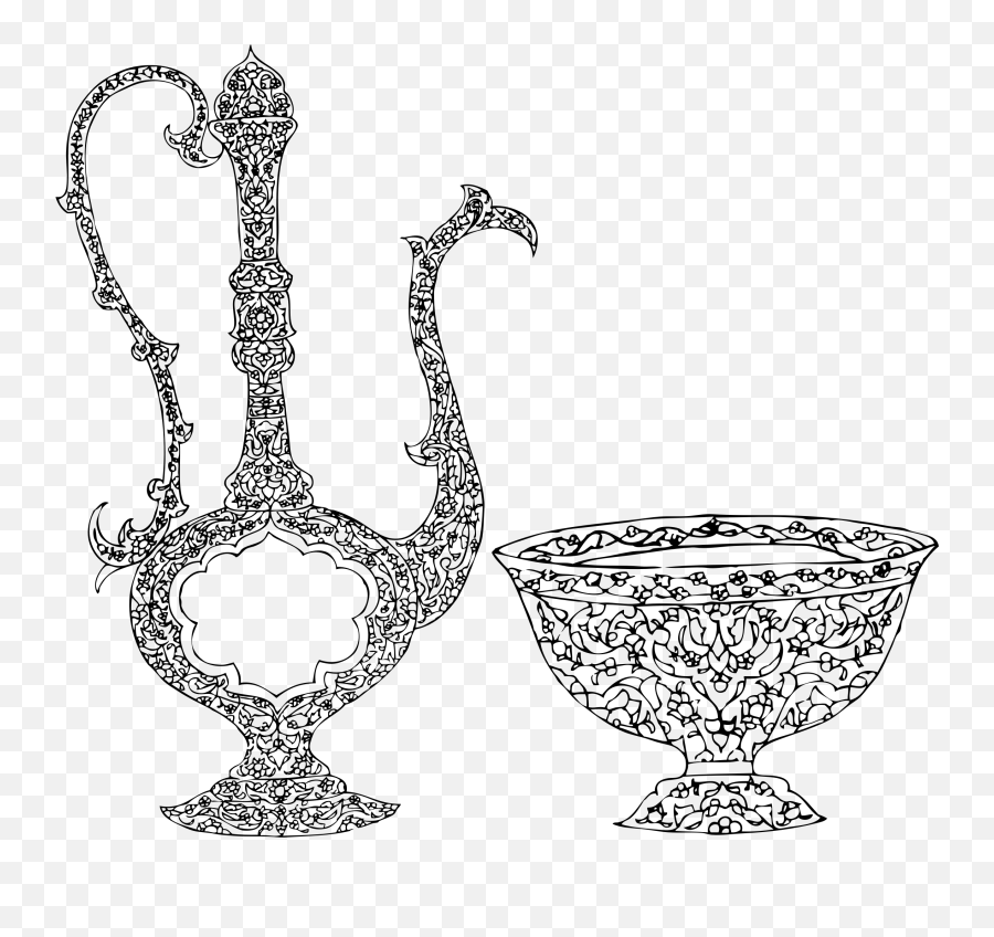 Vintage Ornamental Vase And Bowl Vector - Calligraphy Islamic Geometric Art Emoji,Rock And Roll Hand Emoji