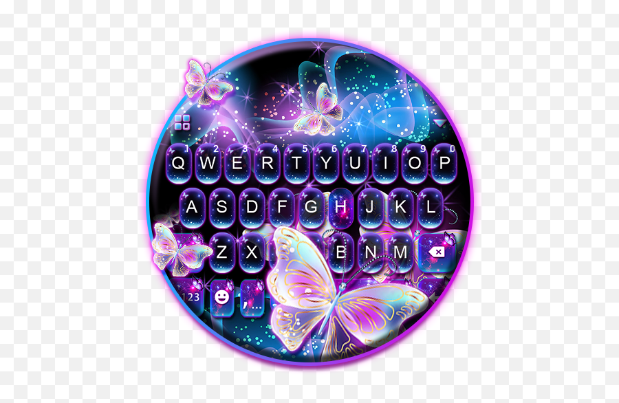 Sparkle Neon Butterfly Keyboard Theme - Circle Emoji,Butterfly Emoji