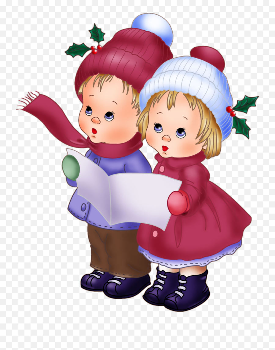 Ftestickers Christmas Children Carols Vintage Cute - Cute Boy And Girl Doll Emoji,Christmas Carol Emoji