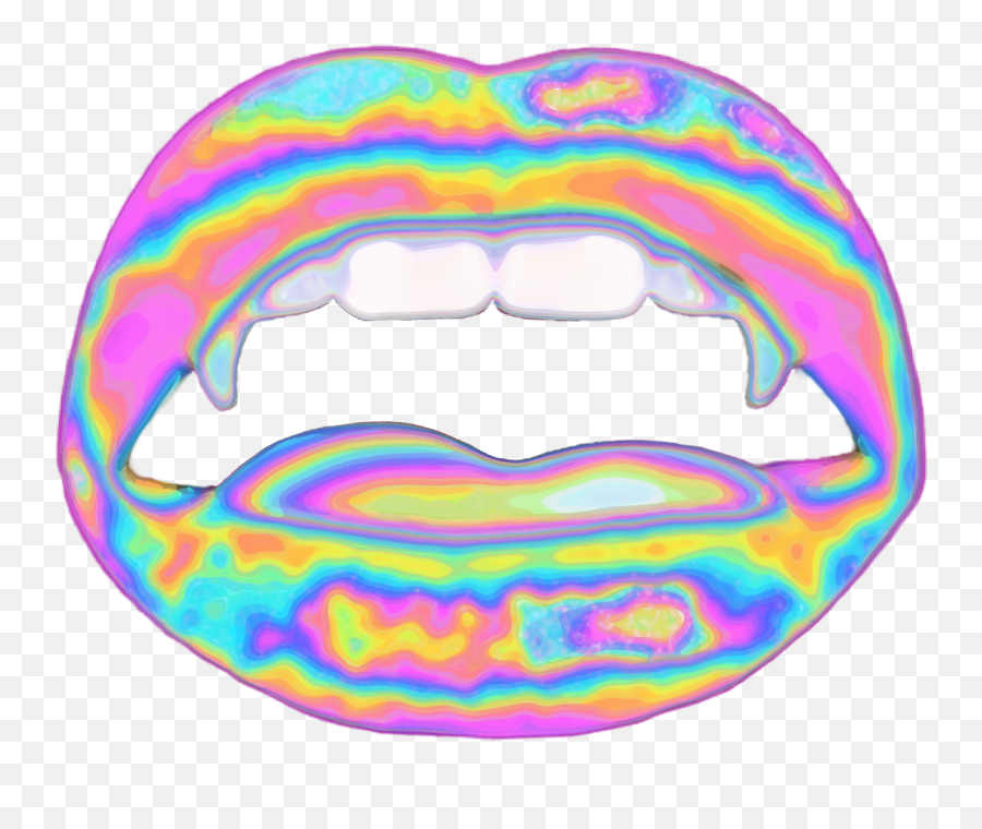 Lips Vampire Halloween Teeth Face Holographic - Face Clipart Holographic Face Emoji,Teeth Face Emoji