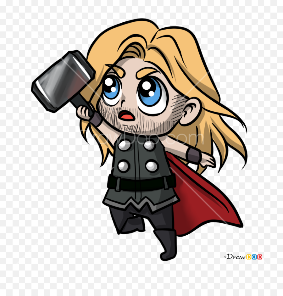 How To Draw Thor Chibi Superheroes - Thor Chibi Drawing Emoji,Thor Emoji