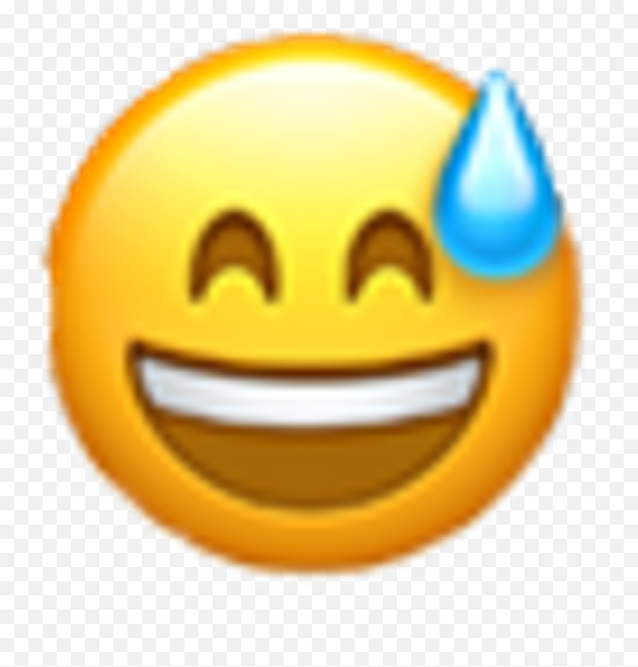 Download Yellow Emoji Face Blue Sweat Tear Smile Remixit - Sweat Emoji Apple,Emoji Tear