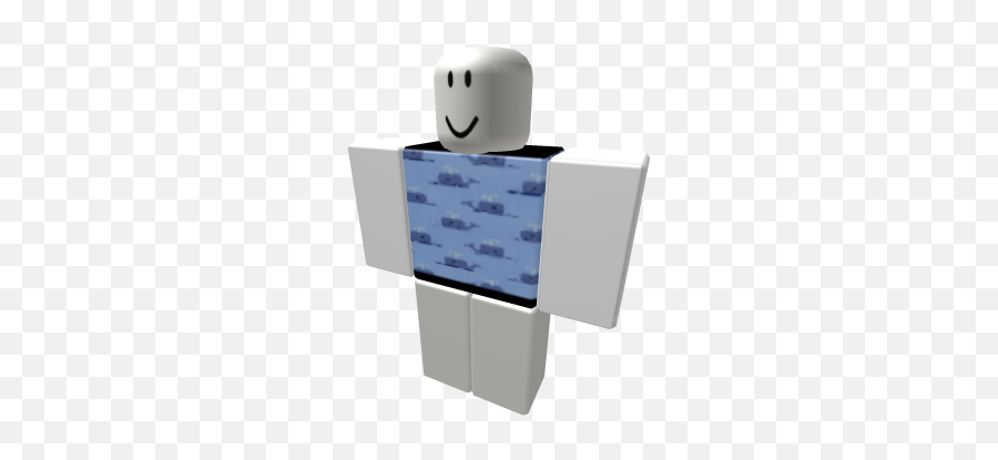 Blue Whale Pajama Shirt With Black Tips - Classic Old Roblox Avatar Emoji,Whale Emoticon