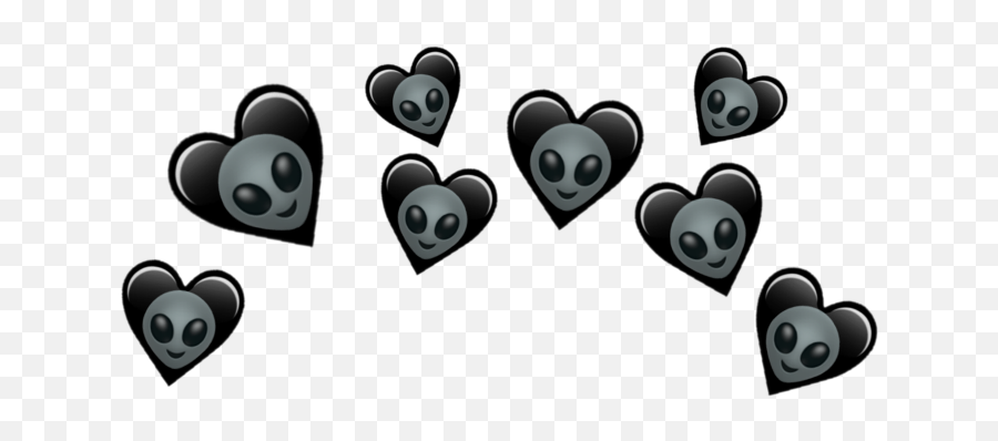 Black Emoji Hearts Aliens Crown - Black Heart Crown Png,Riceball Emoji