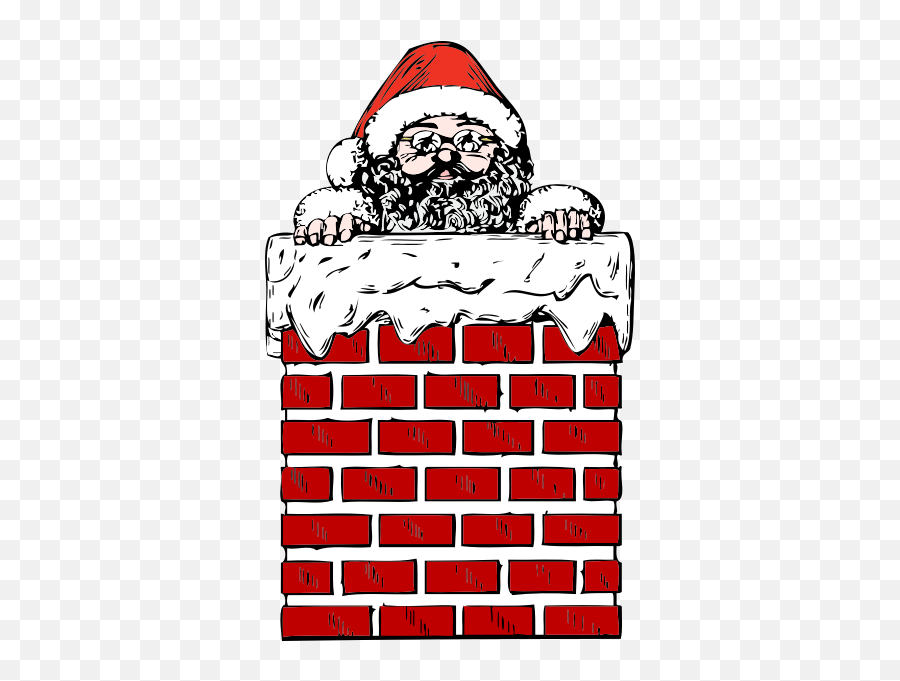 Santa In A Chimney Vector - Chimney Clip Art Emoji,Dancing Santa Emoticon