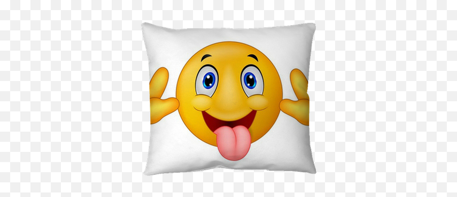 Playful Emoticon Smiley Jokingly Stuck Out Its Tongue Throw Pillow U2022 Pixers - We Live To Change Emoji Verspielt,Tongue Emoticon