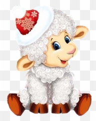 Cute Sheep Sheep - Farm Animals On Christmas Cartoon Emoji,Sheep Emoticon