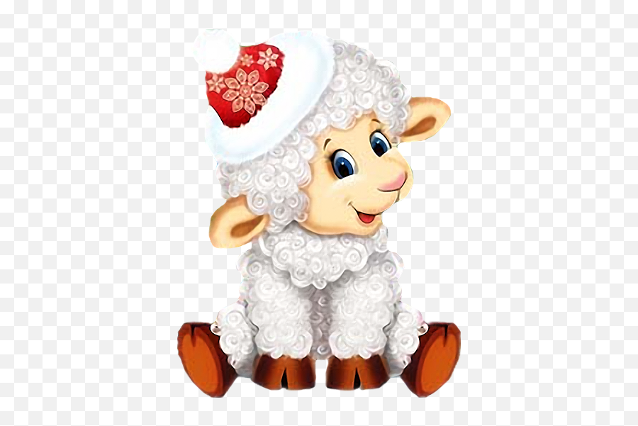 Cute Sheep Sheep - Farm Animals On Christmas Cartoon Emoji,Sheep Emoticon